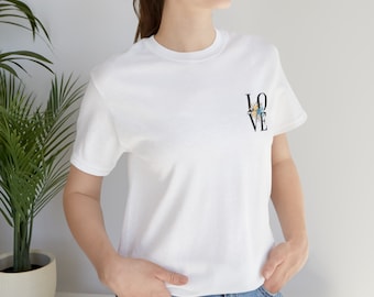 Unisex Jersey Short Sleeve Tee, Love T-Shirt, Minimalist T-Shirt, White T-Shirt,