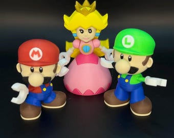 任天堂スーパーマリオフィギュアロット。マリオ、ルイージ、ピーチ姫