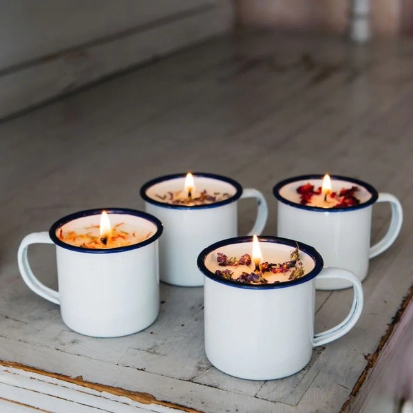 Candle in Enamel Mug - Etsy