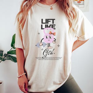 Lift Like a Girl, Muscle Mommy, Workout T-Shirt, Kettlebell, Unisex Oversized Tee, Gym Girl, Gym Lover Gift, Pump Cover, Cartoon Mascot