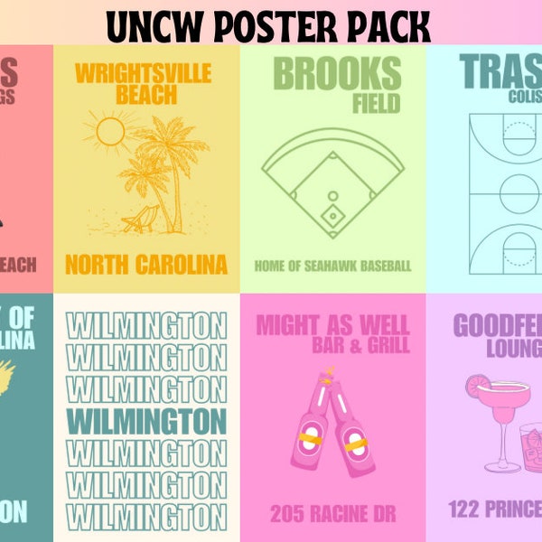 UNCW/Wilmington Poster Pack SET OF 8