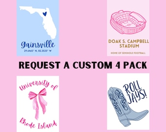 Request a Custom 4 Pack | Bow Prints | Custom Dorm Decor | Preppy College Decor | College Prints