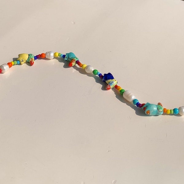 Froot Loops Inspired Pearl Beaded Necklace