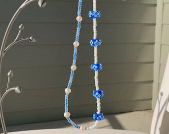 Collar de perlas con cuentas de cristal Blooming Blues