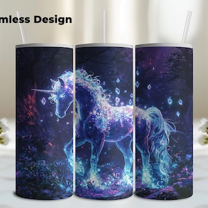 Sparkly Unicorn 20oz Tumbler Wrap PNG, 20oz Skinny Tumbler Sublimation Design, Unicorn PNG, Instant Download PNG, Fantasy Tumbler Wrap
