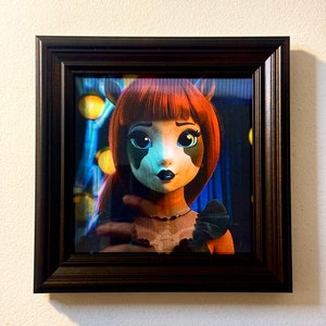 Horse Face Girl Lenticular Portrait - Shifting Halloween Decor, Creepy Vintage Art, Unique Wall Hanging