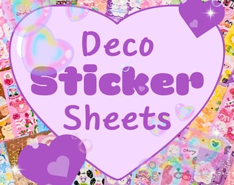Kawaii Korean Deco Sticker Sheets for journaling, scrapbooking, polco, top loaders, and K-pop photocard decorating – choose your pack size!