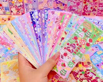 Kawaii Korean Deco Sticker Sheets for journaling, scrapbooking, polco, top loaders, and K-pop photocard decorating – choose your pack size!