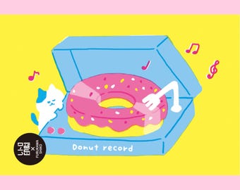 Postcard | Retro Donut Record | Furukawashiko | 1 Postcard