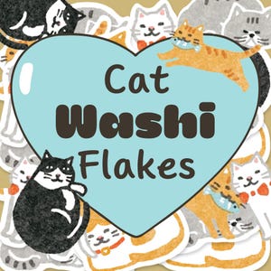 CATS Washi Sticker Flakes Pack - Furukawa Shiko Pochitto Series - Cute Japanese Stationery Stickers - 5 designs, 4 each, 20 total stickers!