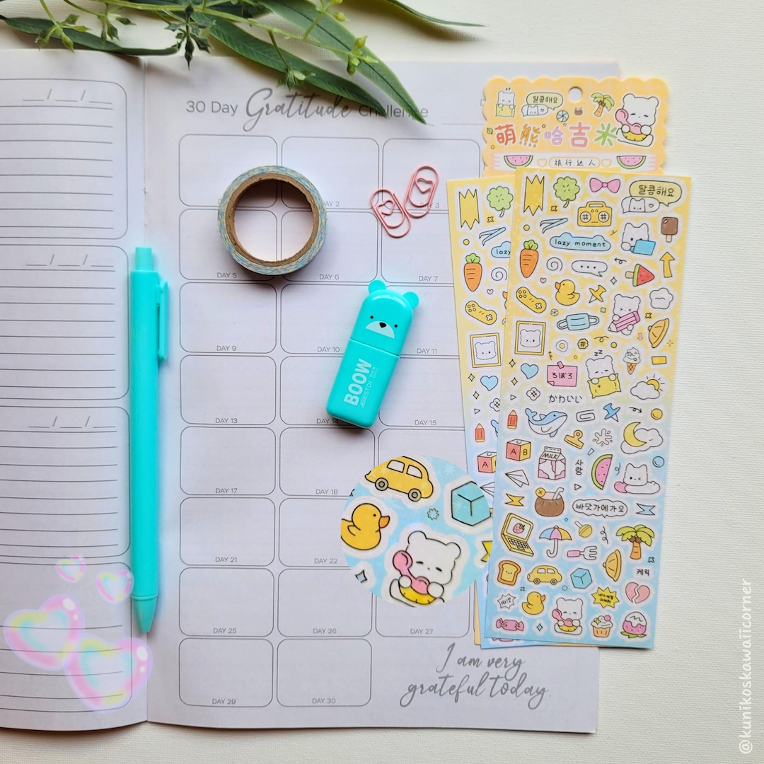 Kawaii Korean Deco Stickers YELLOW EDITION! 2 Sheets Cute Korean ...