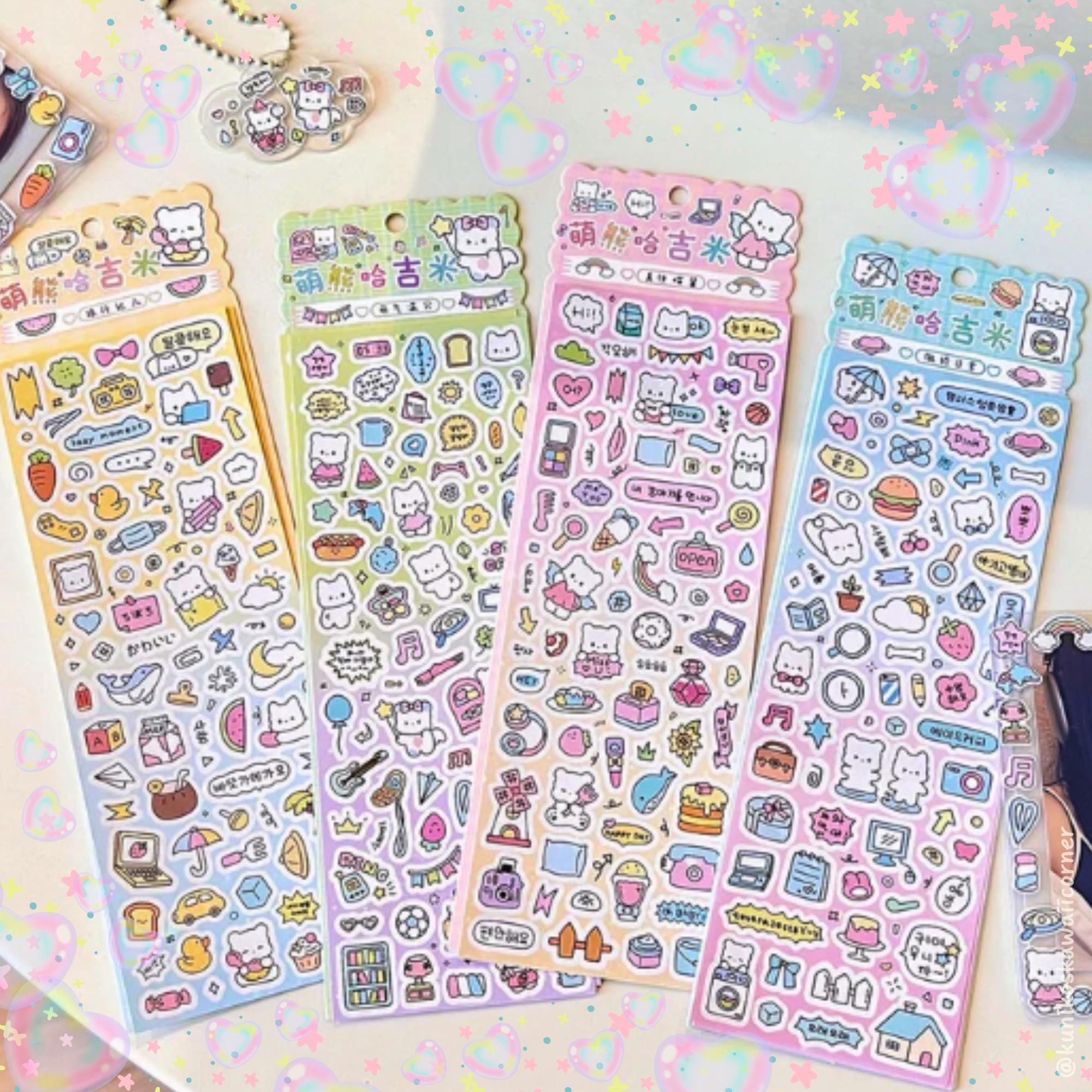 Kawaii Korean Deco Stickers GREEN EDITION! 2 Sheets Cute Korean ...