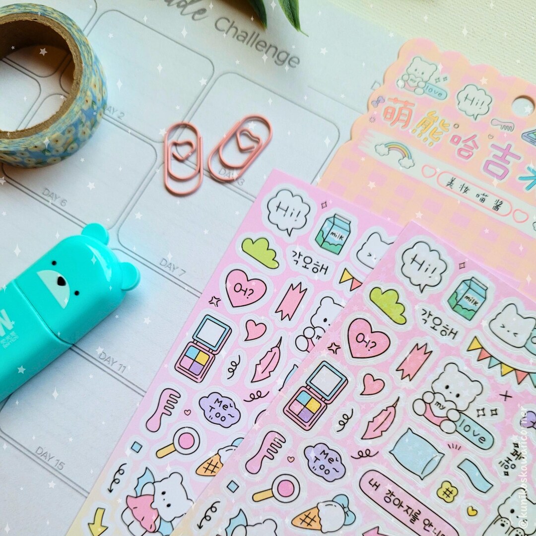 Kawaii Korean Deco Stickers PINK EDITION! 2 Sheets for Journaling ...