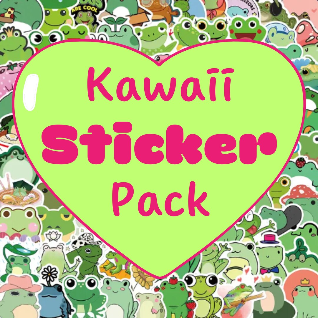 50 Kawaii Frogs STICKER FUN PACK Cute Vinyl Die Cut Stickers Etsy