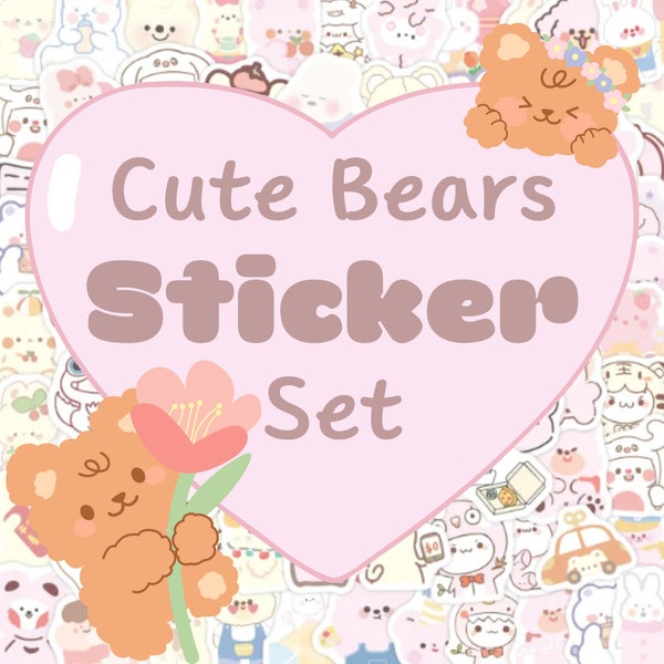 Kawaii Cute Bears STICKER SET! Super cute die cut stickers for your laptop, phone, tablet, stationery. Sweet kawaii bears in pastel colors!