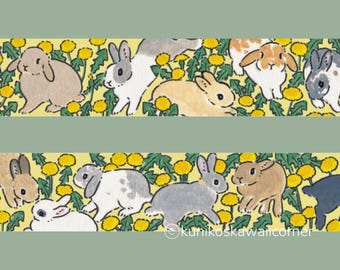 Japanese Washi Tape | Rabbits & Dandelions | Papier Platz x Schinako Moriyama | 20mm | 1 Roll