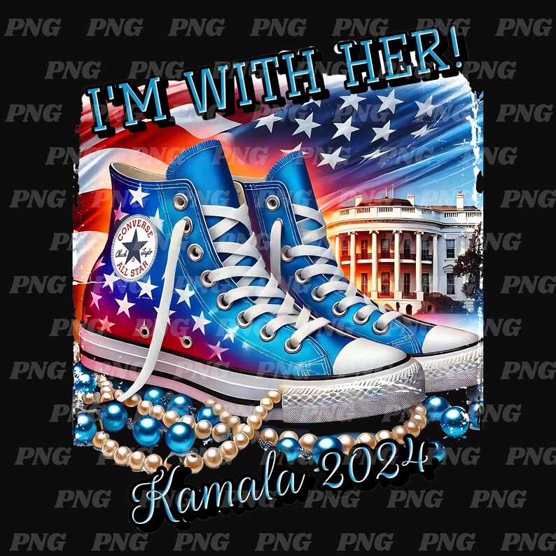 Chucks and Pearls Kamala Harris 2024 Design High Quality Digital