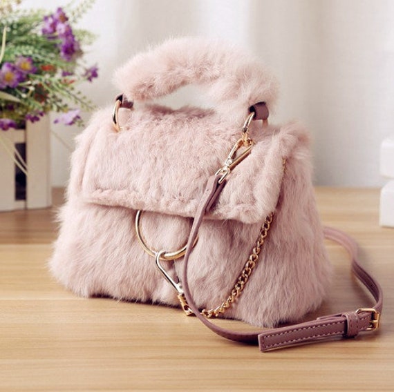 Kaninchen Haar Tasche, Crossbody Bag Süße Flauschige Handtasche