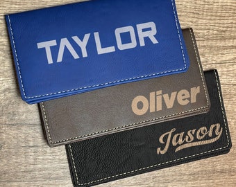 Engraved Checkbook Covers, Personalized Leather Check, Custom Name Checkbook Covers, Leather Checkbook Cover, Office Gifts