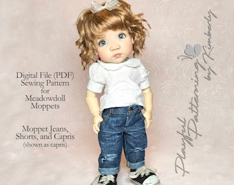 Doll Jeans Sewing Pattern: Fits Meadowdolls Moppets (PDF Pattern)