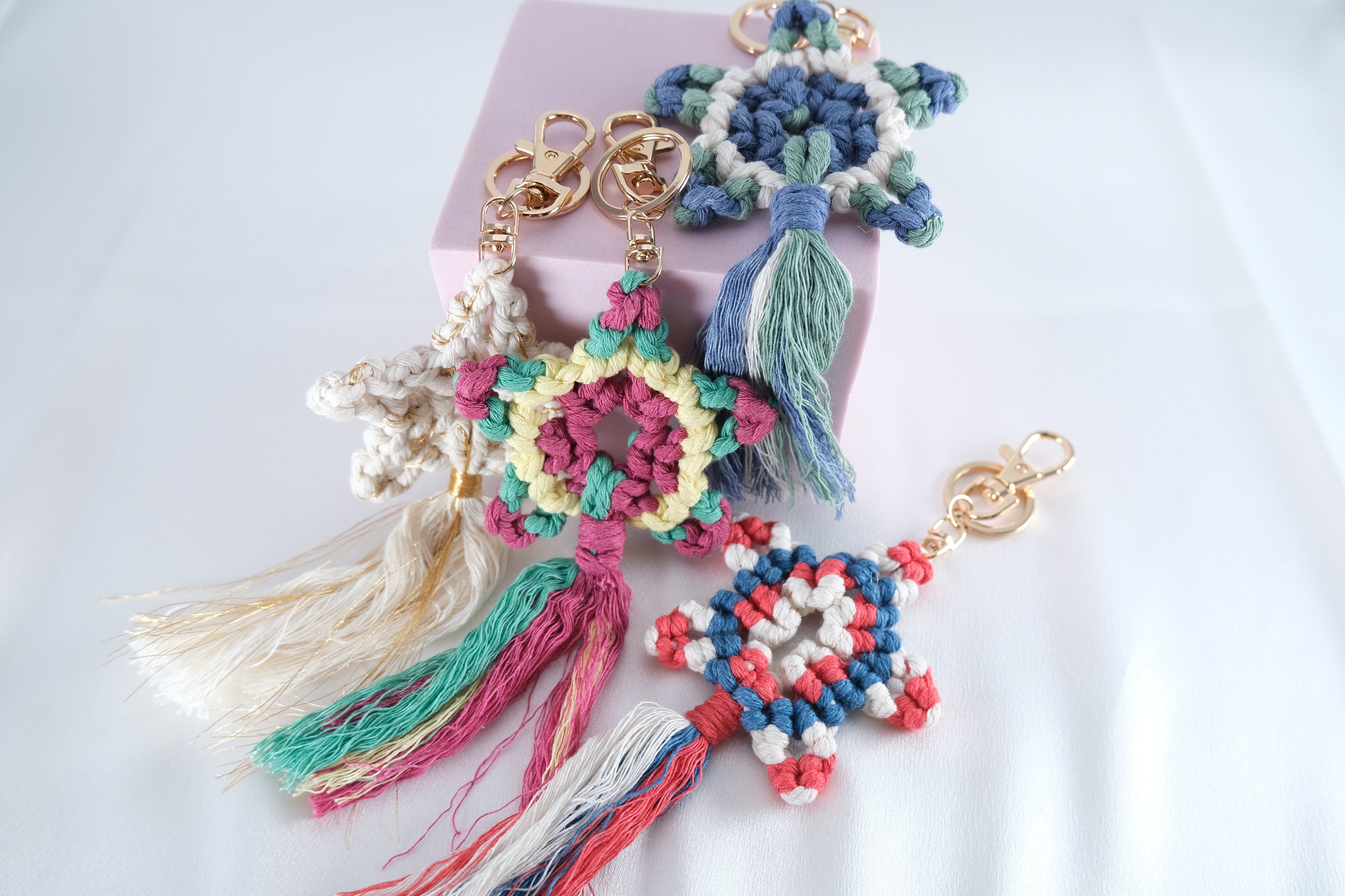 Macrame Star Pattern Macrame Keychain Boho Keychain Cute Macrame Star Pattern Macrame Keychain Boho Keychain Cute