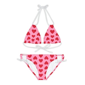 Jennifer&#39;s Body Heart Strappy Bikini Set (AOP)