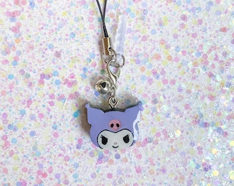 Kawaii Resin Cat Phone Charm: Japanese-Inspired Evil Bunny Keychain