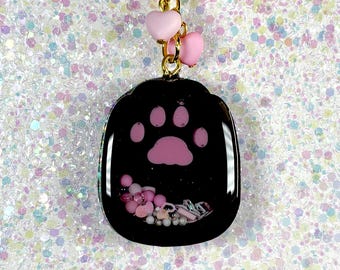 Chocolate Truffle Cat Paw Resin Shaker, Kawaii Heart Paw Charm, Brown Puppy Paw Keyring, Handmade Animal Lover Gift, Kitty Toe Beans Charm