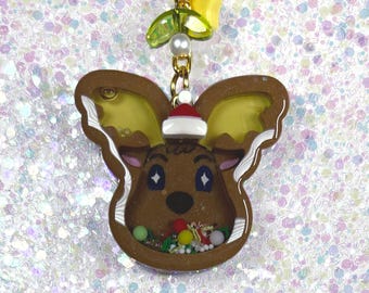 Jingle Shaker Keychain or Ornament, ACNH Reindeer Bag Charm, Animal Crossing Resin Collectible, Kawaii Christmas Gift