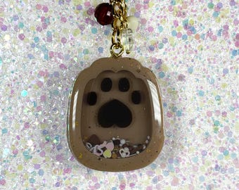 Cookie Dough Cat Paw Resin Shaker, Tan Kawaii Paw Charm, Brown Puppy Paw Keyring, Handmade Animal Lover Gift, Kitty Toe Beans Charm