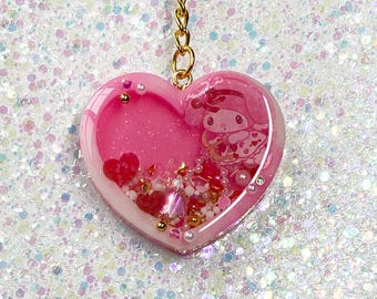 Handmade My Melody Keychain: Pink Heart Cupid Shaker Charm