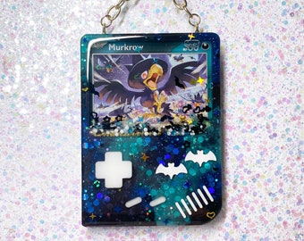Witch Crow Pocket Friend Charm, Poke Card Keychain, Murky Crow Card Shaker, Halloween Pokemon Charm, Spooky Pocket Monster, Gameboy Trinket