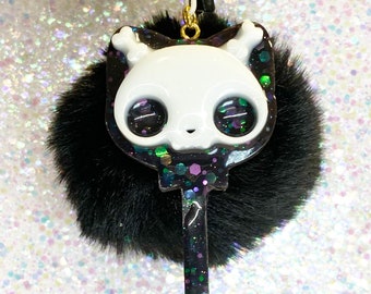 Glow in the Dark Cat Skeleton Keychain: Spooky Halloween Charm