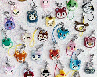 Animal Neighbor Villager Charms, Cute ACNH Phone Strap, Kawaii Switch Accessory, Resin Gamer Gift, Nintendo Keychain Bag Charm Accessory