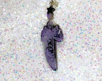 Halloween Pumpkin Knife Keychain: Spooky Purple Bag Charm