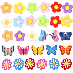 30PCS Cute Daisy Flower butterfly Shoe Croc Charms for Girls Women, Aesthetic Shoe Decoration Charms for Clog Slides Sandals,Party Favors