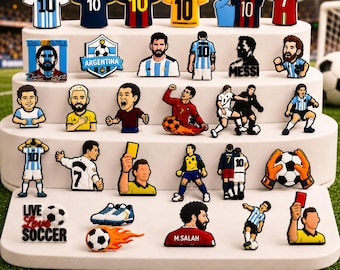 30 PCS Soccer Shoe Charms, Football Sports Player Jersey Clog Accessories
