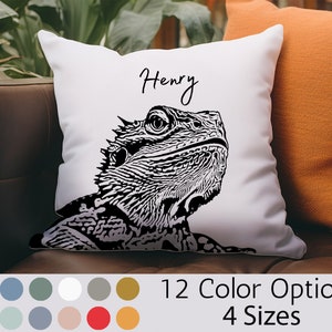 Custom Pet Pillow With Pet Photo & Name -Gifts for Bearded Dragon Lover - Beardie - Lizard Gifts - Reptile Gifts - Gecko - Personalization