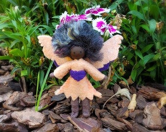 Black Fairy Doll Toy | Peach & Purple African American Fairy | Small Doll, Imaginary Play, Gift for Girl, Tooth Fairy