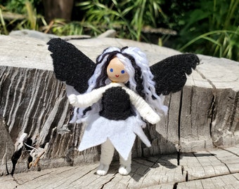 Black and White Fairy Doll Toy | Handmade Fairies | Small Doll, Imaginary Play, Gift for Girl, Tooth Fairy