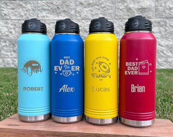 Personalized Father's Day Water Bottle, Laser Engraved Water Bottle, Custom Name Bottle, Stainless Steel Tumbler