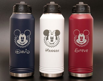 Personalized Disney Engraved Water Bottle, First Family Disney Trip,Mickey and Minnie Disney Water Bottle, Back to school, Kids Water Bottle