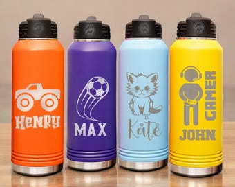 Personalized Kids Water Bottle, Back To School Gift, Christmas gift for kids, Customized Kids Gift, School Name Water Bottle