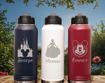 Custom  Disney water Bottle, First Family Disney Trip, Personalized Disney Water Bottle, Laser Engraved  Water Bottle, Kids Water Bottle