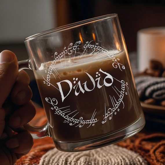 Personalized Fantasy Coffee Mug: Laser Engraved Glass, Gift for Fans