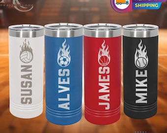 Personalized Sport Tumbler: Laser Engraved Stainless Steel Gym Bottle