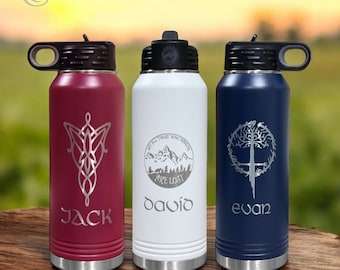 Personalized Laser Engraved Water Bottle, Custom Name Bottle, Stainless Steel Tumbler,  Personalized Your LOGO Water Bottle