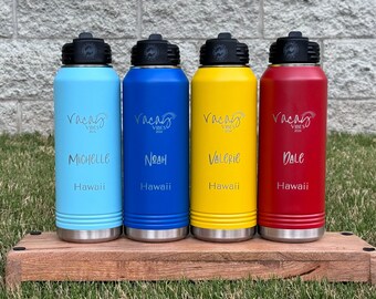 Personalized Vacation Water Bottle, Gift for Travel, Family Vacation Cups, Custom Name Tumbler, Beach Water Bottle, 2024 Family Trip Gift