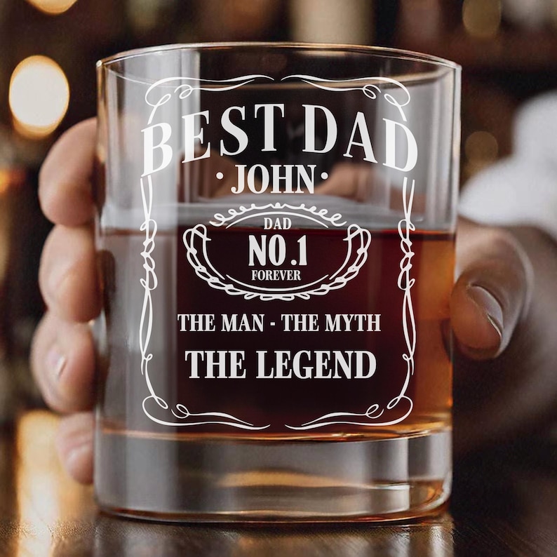 Best Dad Gift, Personalized Your LOGO Whiskey Glass, Dad Whiskey Glass, Dad Bourbon Glasses, Gift for Dad, Monogram Gift, Father's Day Gift image 1