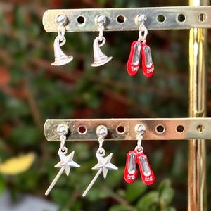 Wicked Inspired Earring Set – | Witch Hat, Ruby Slippers & Magic Wand Dangles |